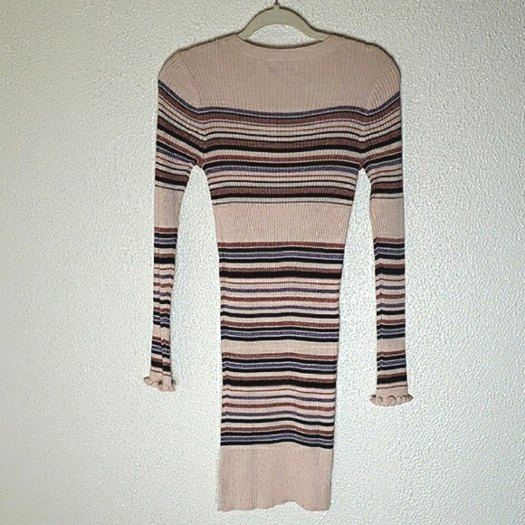 NWT American Eagle Bodycon Sweater Dress Cream Pink Striped Long Sleeve Y2K 90's - Picture 9 of 11